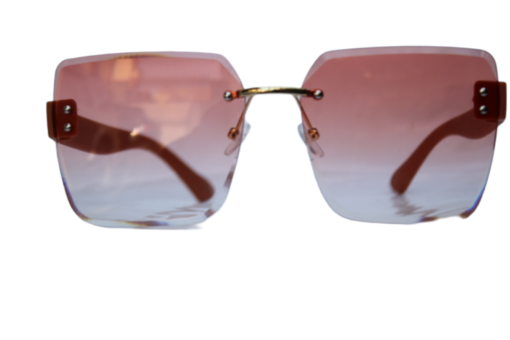 Brown Rimless OverSize Wayfarer Women Sunglasses