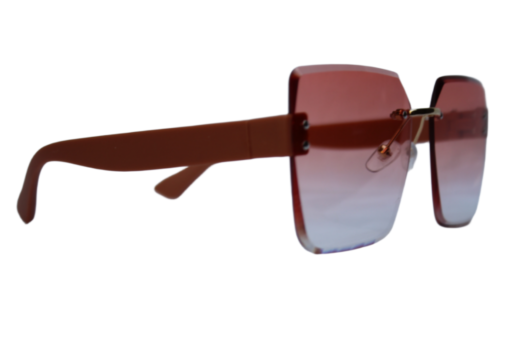 Brown Rimless OverSize Wayfarer Women Sunglasses - Image 4