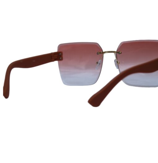 Brown Rimless OverSize Wayfarer Women Sunglasses - Image 2